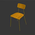 Yellow Wooden Leisure Chair With Black Metal Legs And Simple Design