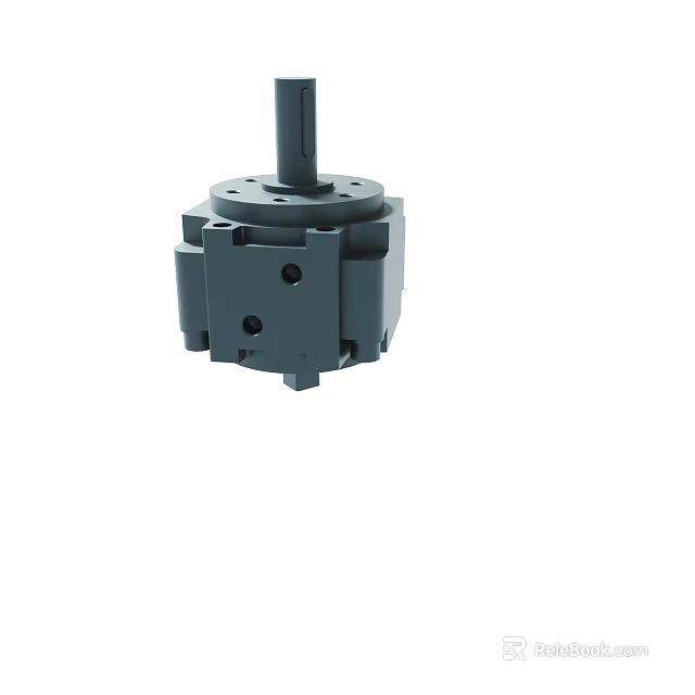 Black Cylindrical Industrial Mechanical Part With Multiple Holes And Base 3d model 