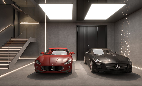 Modern Garage Underground Garage Parking 3d model