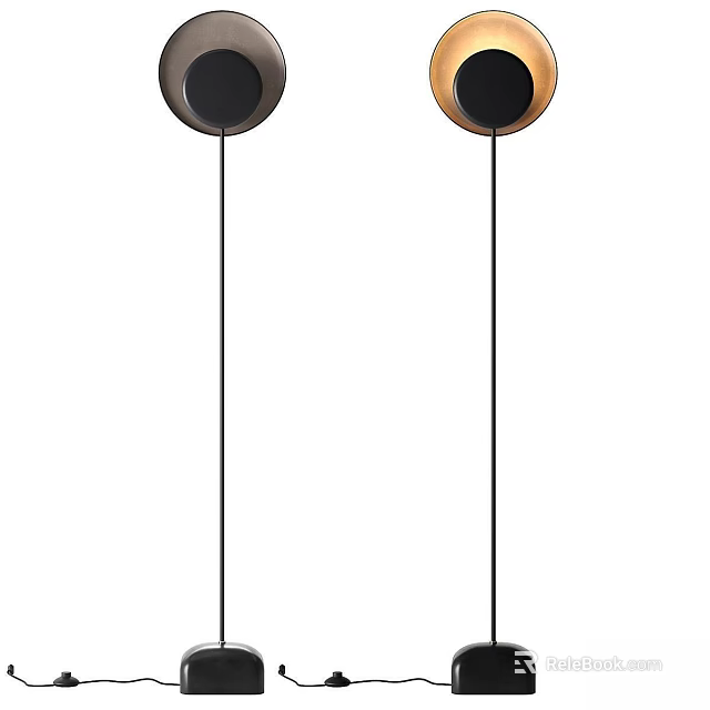 Modern Floor Lamp Design With Black Stand And Round Shade For Contemporary Home Decor 3d model 