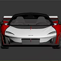 Red and White Sleek Sports Car Featuring Aerodynamic Exterior and Rear Wing Design