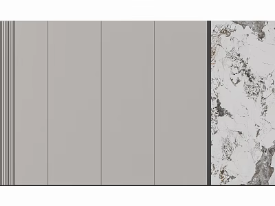 Modern Sofa Background Wall Design With Gray Panels And Marble Texture Accents 3d model