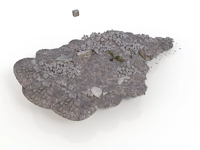Natural Rocky Scenic Component With Scattered Stones Gravel And Small Moss 3d model