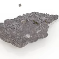 Natural Rocky Scenic Component With Scattered Stones Gravel And Small Moss