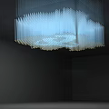 Modern Chandelier With Transparent Slender Strips In Cloud Like Shape And Soft Lighting