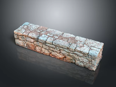 Architectural Stone Wall Structure With Colored Bricks And Natural Texture 3d model