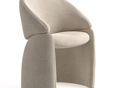 Beige Fabric Accent Chair Upholstered With Curved Arms And Unique Modern Sleek Lines 3d model