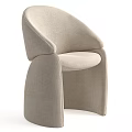 Beige Fabric Accent Chair Upholstered With Curved Arms And Unique Modern Sleek Lines
