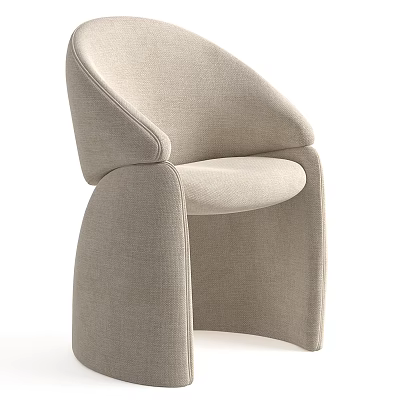 Beige Fabric Accent Chair Upholstered With Curved Arms And Unique Modern Sleek Lines 3d model