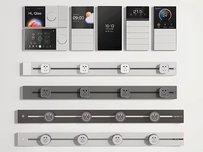 Contemporary Switch Panels Featuring Digital Display Multi Socket And Various Color Design Options 3d model