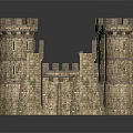 Ancient Medieval Castle Architecture With Stone Towers Arched Gates And Detailed Walls