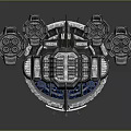 Futuristic Spaceship With Metallic Body Multiple Engines Blue Circular Lights And Reflective Surface