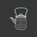 Elegant White Teapot With Floral Pattern And Black Handle For Home Decor 3d model