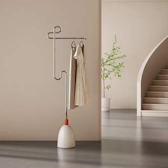 Cream wind coat rack floor coat rack design creativity 3d model