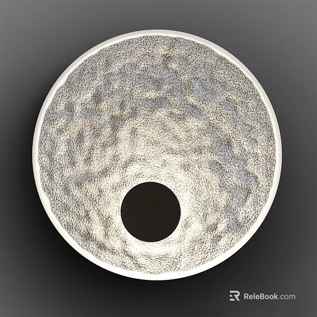 Modern Circular Wall Light With Textured Silver Metallic Surface And Central Cutout 3d model 
