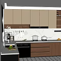 Modern Kitchen Interior With White And Wooden Cabinets Coffee Machine And Fresh Fruits
