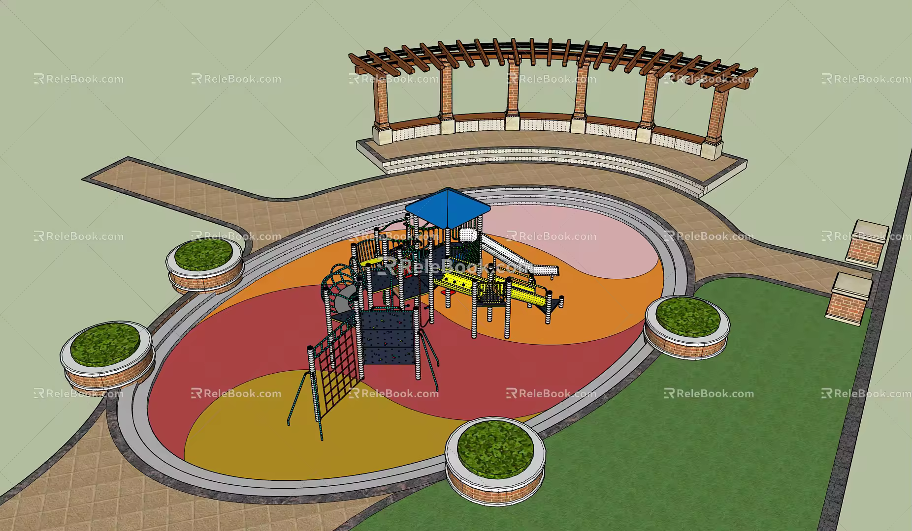 Modern amusement equipment children's playground 3d model