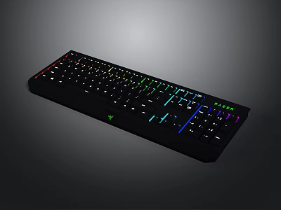 Black RGB Backlit Gaming Keyboard With Colorful LED Lights And Ergonomic Design 3d model