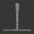 Ornate Metallic Weapon With Intricate Filigree Base And Silver Handle Design