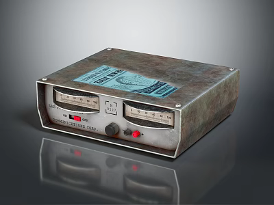 Vintage Electronic Device With Metal Casing Meters Knobs And Indicator Lights 3d model