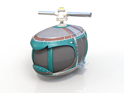 Green And Brown Cable Car Cabin With Top Bar And Metal Structure 3d model