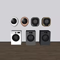Different Types of Wall Mounted and Freestanding Washing Machines in Various Colors