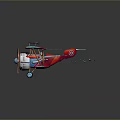 Vintage Red and Blue Biplane Model with Spinning Propeller and Circular Markings
