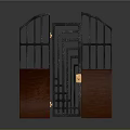 Modern Architectural Door Design With Iron Frame Wooden Panels And Geometric Patterns