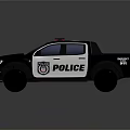 Black And White Police Pickup Truck With Emergency Lights And POLICE Logo