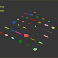Golden Colored Food Pieces Scattered On Black Background With Various Shapes
