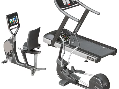 Fitness Sports Equipment With Recumbent Bike Treadmill And Rowing Machine 3d model