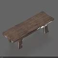 Wooden Bench With Natural Wood Grain Surface And Simple Rustic Design 3d model