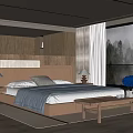 Modern Bedroom Interior Design With Upholstered Headboard Nightstands Table Lamps And Blue Armchair