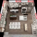 Modern Bathroom Specialty Store Interior With Toilets Sinks And Display Counters 3d model