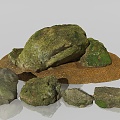 Stone Rock Cliff Stone Ground Moss Stone Gobi Desert Pavement Stone Pile Sand Stone Shaped Stone 3d model