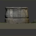 Ancient Circular Stone Well Structure With Rough Texture And Green Grass Around Base 3d model