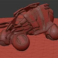 Blue Sci Fi Car With Futuristic Design Flame Details And Large Wheels