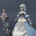 Anime Style Fantasy Game Characters With Diverse Costumes And Decorative Weapon