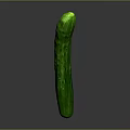 Single Fresh Green Cucumber Standing on Gray Background with Reflection 3d model