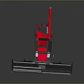 Red Agricultural Combine Harvester With Long Harvesting Header And Modern Design