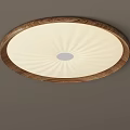 Modern Circular Ceiling Light With Wooden Frame Light Colored Shade And Radial Texture 3d model