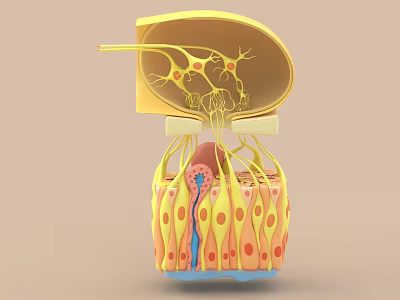 Scientific Themed Decorative Figurine Set with 3D Anatomical Structure and Colorful Layers 3d model