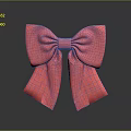 Red Textured Bow Sculpture With Three Dimensional Design And Reflection On Dark Background 3d model