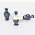 Traditional Blue and White Ceramic Vases with Intricate Patterns in Various Positions