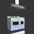 White Double Oven Gas Stove With Range Hood For Modern Kitchen Appliances