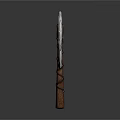 3D Model Axe With Wooden Handle And Metal Blade Carved Patterns