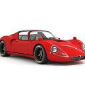 Red Vintage Sports Car With Sleek Body Design Black Wheels And Classic Retro Styling