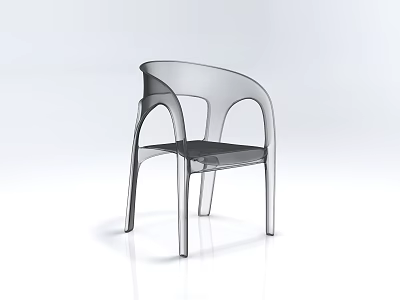 Modern Transparent Single Chair Clear Acrylic Design Curved Armrest Sleek Structure 3d model