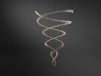 Modern Spiral Chandelier with Twisted Metallic Design for Contemporary Interior Decor 3d model