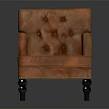 Elegant Brown Leather Tufted Armchair With Comfortable Armrests And Sturdy Metal Legs Design